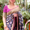 Wonderful Grey Soft Silk Saree With Attractive Blouse Piece
