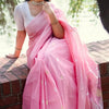 Vestigial Pink Cotton Silk Saree With Mellifluous Blouse Piece