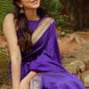 Flamboyant Purple Soft Silk Saree With Ethnic Blouse Piece