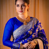 Pretty Royal Blue Soft Banarasi Silk Saree With Glorious Blouse Piece