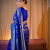 Pretty Royal Blue Soft Banarasi Silk Saree With Glorious Blouse Piece
