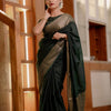 Luxuriant Dark Green Soft Silk Saree With Allure Blouse Piece