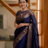 Felicitous Navy Blue Soft Silk Saree With Pretty Blouse Piece