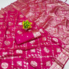 Majestic Dark Pink Pure Banarasi Silk Saree With Whimsical Blouse Piece