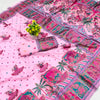 Woebegone Pink Pashmina Saree With Embellished Blouse Pieced