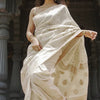 Stunning Beige Linen Silk Saree With Lovely Blouse Piece