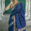 Vivacious Blue Linen Silk Saree With Captivating Blouse Piece