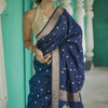Vivacious Blue Linen Silk Saree With Captivating Blouse Piece