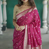 Trendy Dark Pink Linen Silk Saree With Profuse Blouse Piece