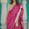 Trendy Dark Pink Linen Silk Saree With Profuse Blouse Piece