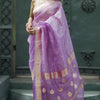 Refreshing Lavender Linen Silk Saree With Phenomenal Blouse Piece