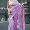 Refreshing Lavender Linen Silk Saree With Phenomenal Blouse Piece