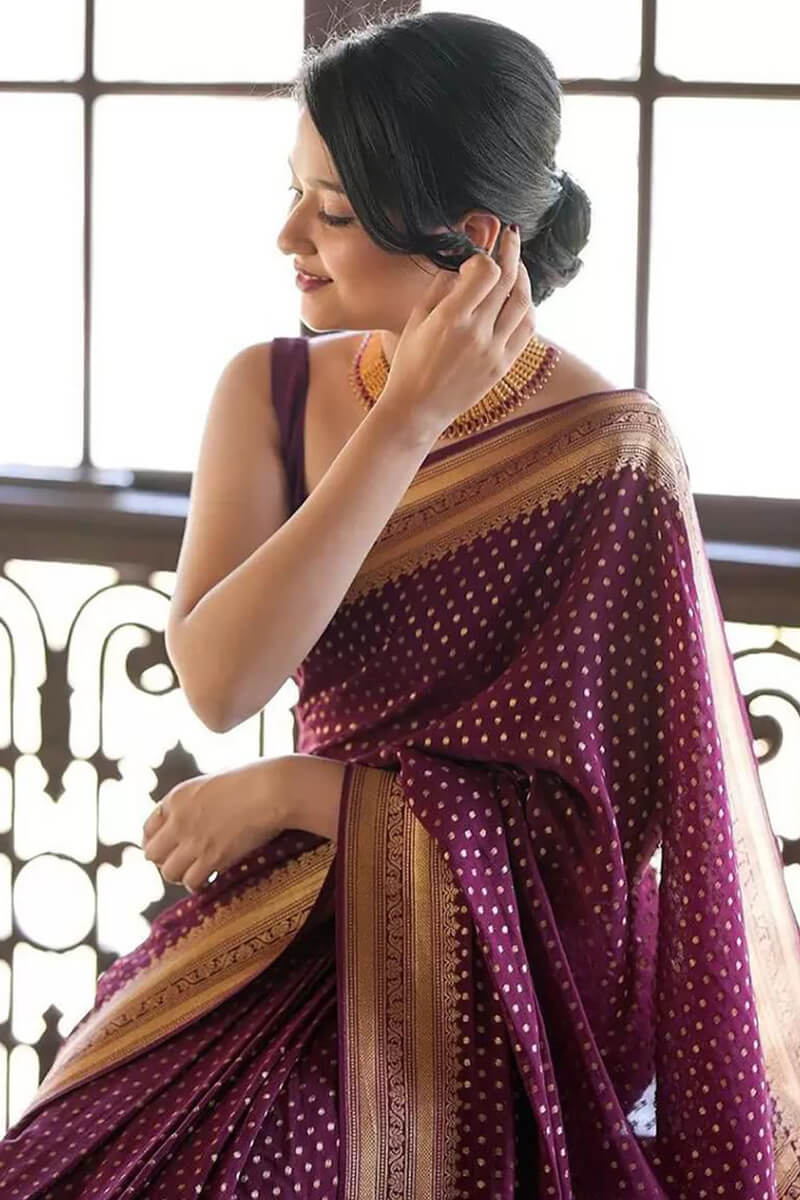 Girlish Purple Soft Silk Saree With Pulsating Blouse Piece