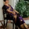 Evocative Purple Soft Banarasi Silk Saree With Piquant Blouse Piece