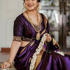Evocative Purple Soft Banarasi Silk Saree With Piquant Blouse Piece