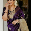 Evocative Purple Soft Banarasi Silk Saree With Piquant Blouse Piece
