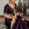 Evocative Purple Soft Banarasi Silk Saree With Piquant Blouse Piece