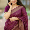 Stunning Wine Soft Silk Saree With Capricious Blouse Piece