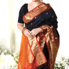 Gratifying Black Soft Banarasi Silk Saree With Assemblage Blouse Piece