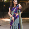Engaging Grey Cotton Silk Saree With Stunning Blouse Piece
