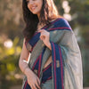 Engaging Grey Cotton Silk Saree With Stunning Blouse Piece