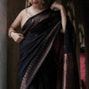 Energetic Black Soft Silk Saree With Delightful Blouse Piece