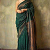Opulent Dark Green Soft Silk Saree With Flameboyant Blouse Piece