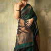 Opulent Dark Green Soft Silk Saree With Flameboyant Blouse Piece
