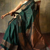 Opulent Dark Green Soft Silk Saree With Flameboyant Blouse Piece