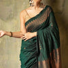 Opulent Dark Green Soft Silk Saree With Flameboyant Blouse Piece