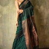 Opulent Dark Green Soft Silk Saree With Flameboyant Blouse Piece