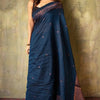 Angelic Navy Blue Soft Silk Saree With Assemblage Blouse Piece