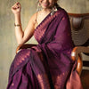 Lassitude Purple Soft Silk Saree With Sempiternal  Blouse Piece