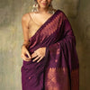 Lassitude Purple Soft Silk Saree With Sempiternal  Blouse Piece