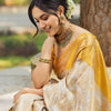 Imbrication Beige Soft Silk Saree With Embellished Blouse Piece
