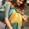 Breathtaking Yellow Soft Silk Saree With Intricate Blouse Piece