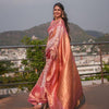 Attractive Pink Soft Banarasi Silk Saree With Impressive Blouse Piece