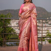 Attractive Pink Soft Banarasi Silk Saree With Impressive Blouse Piece