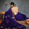 Fantabulous Navy Blue Cotton Silk Saree With Embellished Blouse Piece