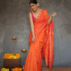 Susurrous Orange Cotton Silk Saree With Enthralling Blouse Piece
