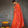 Susurrous Orange Cotton Silk Saree With Enthralling Blouse Piece