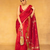 Imaginative Red Cotton Silk Saree With Aplomb Blouse Piece