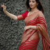 Stylish Red Soft Silk Saree With Blooming Blouse Piece