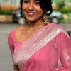 Pulsating Pink Cotton Silk Saree With Pleasurable Blouse Piece