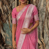 Pulsating Pink Cotton Silk Saree With Pleasurable Blouse Piece