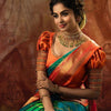 Staggering Rama Soft Silk Saree With Incomparable Blouse Piece