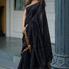 Appealing Black Cotton Silk Saree With Felicitous Blouse Piece