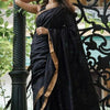 Appealing Black Cotton Silk Saree With Felicitous Blouse Piece