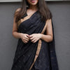 Appealing Black Cotton Silk Saree With Felicitous Blouse Piece
