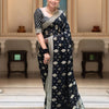Beautiful Black Soft Banarasi Silk Saree With Desiring Blouse Piece
